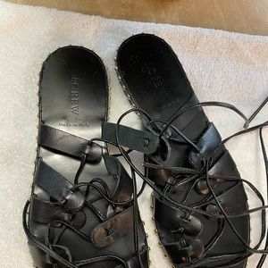 J.Crew Womens sandals pre owned studded lace up gladiator saddlers good shape